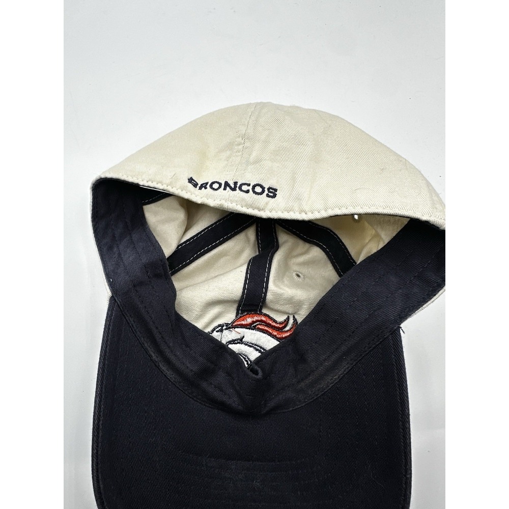 VTG 90s Twins Enterprise NFL Official Denver Broncos Hat Snapback Cap Beige Navy - Picture 9 of 14